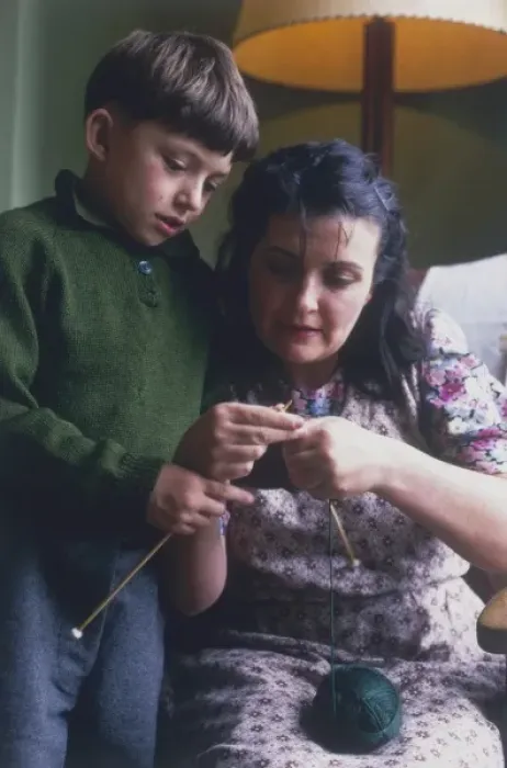 Framed Print : Knitting with Mother Framed Print : Knitting with Mother