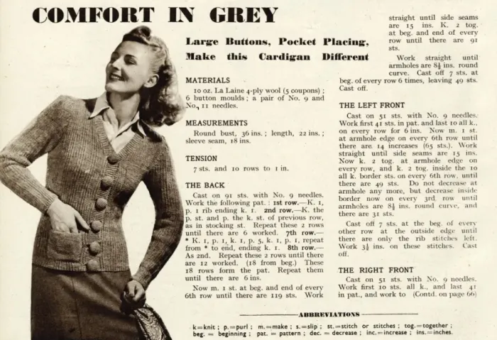 Framed Print : Knitting pattern 1941