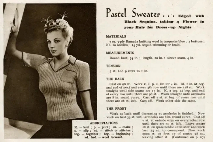 Framed Print : Knitting pattern 1943 Framed Print : Knitting pattern 1943