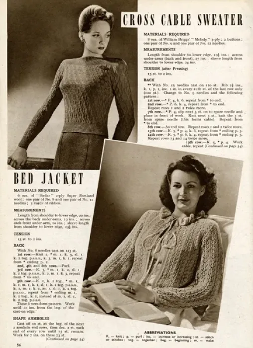Framed Print : Knitting pattern 1944 Framed Print : Knitting pattern 1944