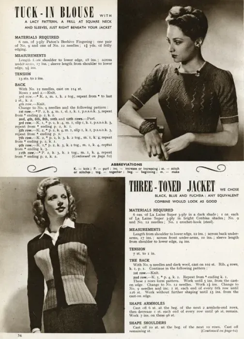 Framed Print : Knitting pattern 1944 Framed Print : Knitting pattern 1944