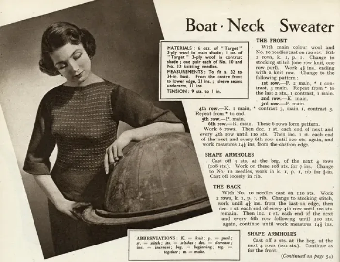 Framed Print : Knitting pattern 1949 Framed Print : Knitting pattern 1949