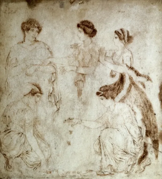 Framed Print : The Knucklebone Players. 1st c. Drawing on marble Framed Print : The Knucklebone Players. 1st c. Drawing on marble