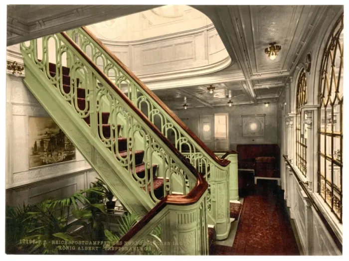 Framed Print : Konig Albert, staircase, North German Lloyd, Royal Mail Stea Framed Print : Konig Albert, staircase, North German Lloyd, Royal Mail Stea