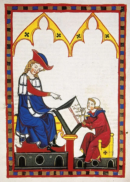 Konrad von Wurzburg, who died in 1287, dictates to a scribe