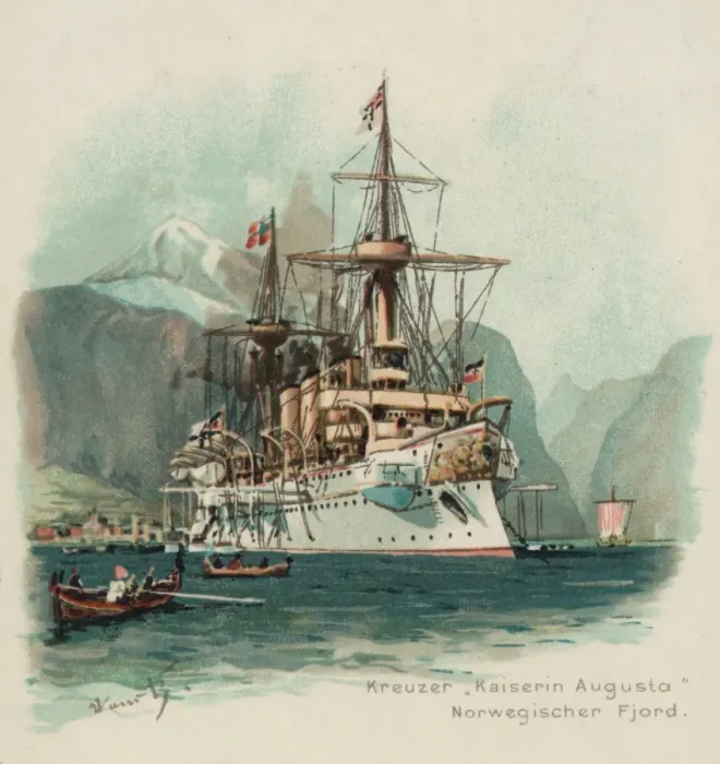 Framed Print : Kreuzer Kaiserin Augusta Norwegischer Fjord Framed Print : Kreuzer Kaiserin Augusta Norwegischer Fjord