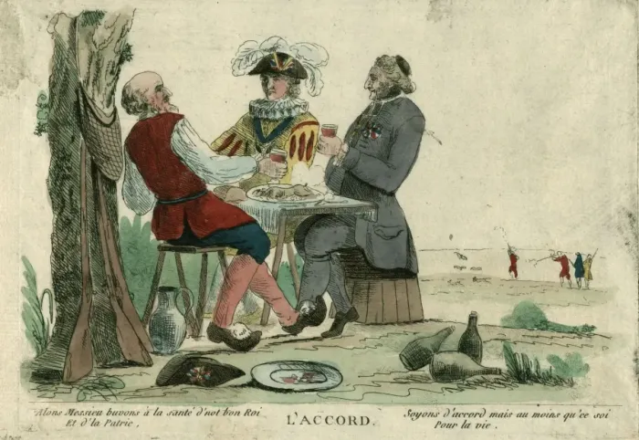 Framed Print : L accord. Print shows a meeting between the clergy, nobility, Framed Print : L accord. Print shows a meeting between the clergy, nobility,