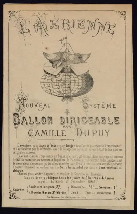 Framed Print : L Aerienne, nouveau systeme de ballon dirigeable par Camille