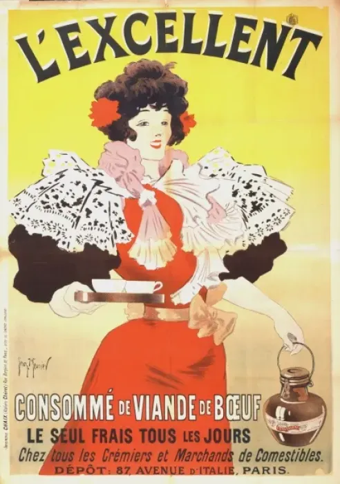 Framed Print : L excellent, consomme de viande de boeuf