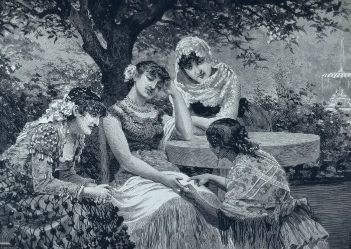 Framed Print : La buenaventura (The fortune). 1884. Engraving Framed Print : La buenaventura (The fortune). 1884. Engraving