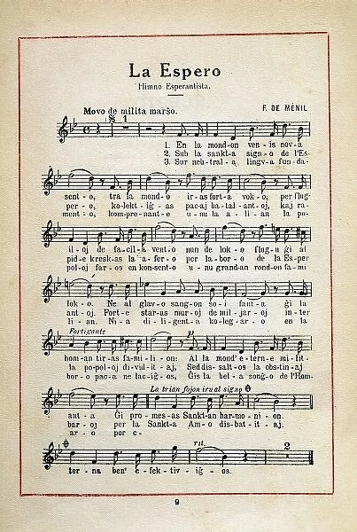 La Espero (The Hope), hymn for the Esperanto