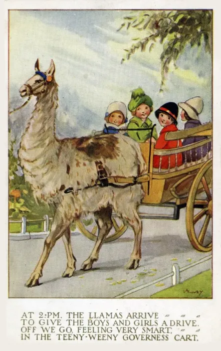 Framed Print : LA Govey. Riding in the llama cart Framed Print : LA Govey. Riding in the llama cart