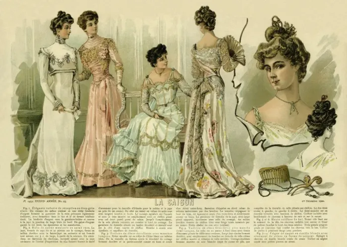 Framed Print : La Saison. Plate from La Saison, a French journal illustree of the late nineteenth Framed Print : La Saison. Plate from La Saison, a French journal illustree of the late nineteenth