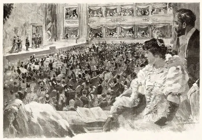 Framed Print : LA SCALA, MILAN First night performance of Verdi's Falstaff Date: 1893 Framed Print : LA SCALA, MILAN First night performance of Verdi's Falstaff Date: 1893