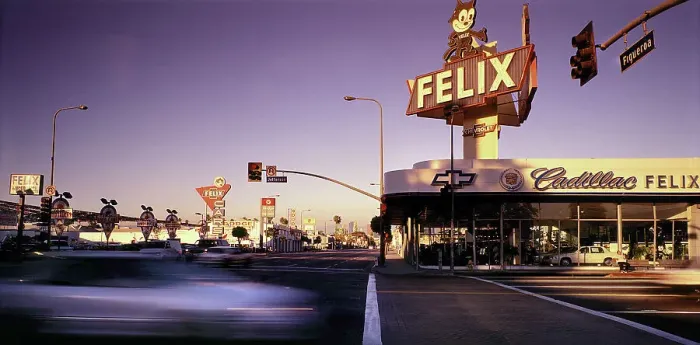Framed Print : LA Street scene with cadillac garage Framed Print : LA Street scene with cadillac garage