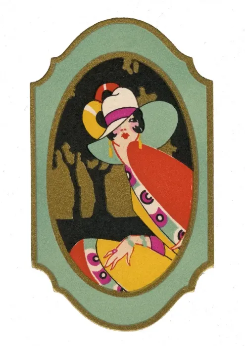 Framed Print : Label design with elegant woman Framed Print : Label design with elegant woman
