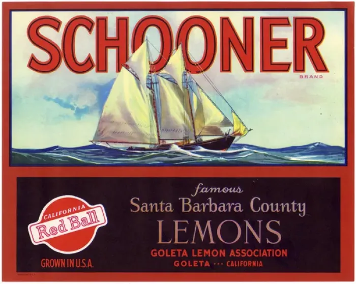 Framed Print : Label design, Schooner Lemons Framed Print : Label design, Schooner Lemons