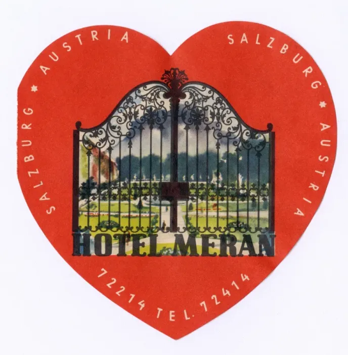 Framed Print : Label, Hotel Meran, Salzburg, Austria Framed Print : Label, Hotel Meran, Salzburg, Austria