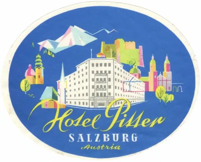 Framed Print : Label, Hotel Pitter, Salzburg, Austria Framed Print : Label, Hotel Pitter, Salzburg, Austria