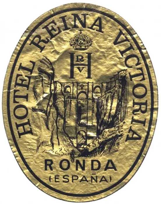 Framed Print : Label, Hotel Reina Victoria, Ronda, Andalucia, Spain Framed Print : Label, Hotel Reina Victoria, Ronda, Andalucia, Spain