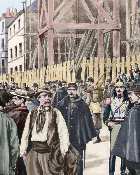 Labor movement. Strike in Paris protected by the army. 19th