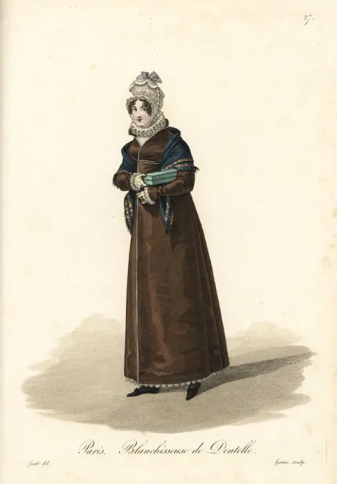 Framed Print : Lace laundress, Paris, early 19th century Framed Print : Lace laundress, Paris, early 19th century