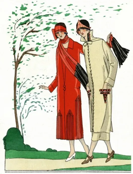 Framed Print : Two ladies in autumn outfits by Bernard and Premet Framed Print : Two ladies in autumn outfits by Bernard and Premet
