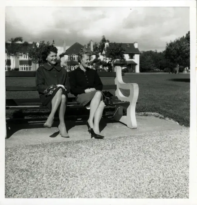 Framed Print : Ladies on Bench, Fawley, Hampshire Framed Print : Ladies on Bench, Fawley, Hampshire