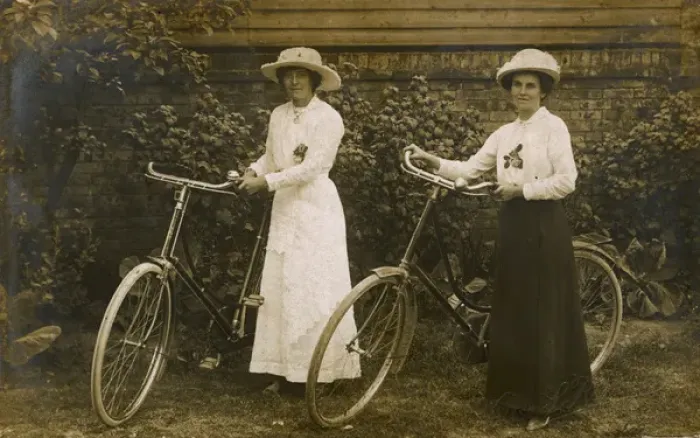 Framed Print : Two Ladies and Bikes Framed Print : Two Ladies and Bikes