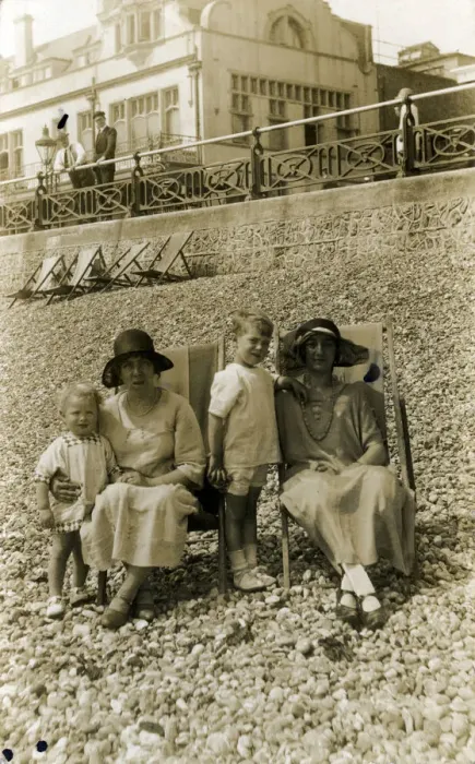 Framed Print : Ladies and Children in Deckchairs Framed Print : Ladies and Children in Deckchairs