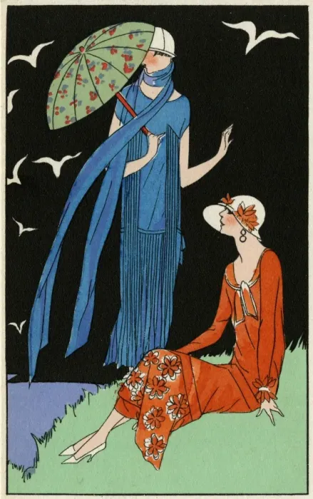 Framed Print : Two ladies in dresses by Beer and Bernard Framed Print : Two ladies in dresses by Beer and Bernard