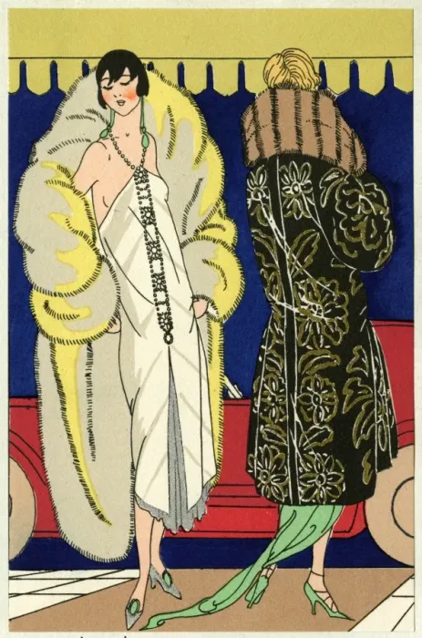 Framed Print : Two ladies in evening wear by Martial et Armand and Beer Framed Print : Two ladies in evening wear by Martial et Armand and Beer