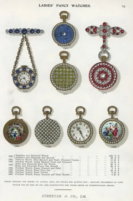 Framed Print : Ladies fancy watches, circa 1895 Framed Print : Ladies fancy watches, circa 1895