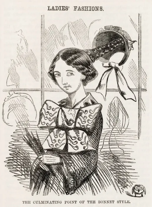 Framed Print : Ladies fashions. The culminating point of the bonnet style Framed Print : Ladies fashions. The culminating point of the bonnet style