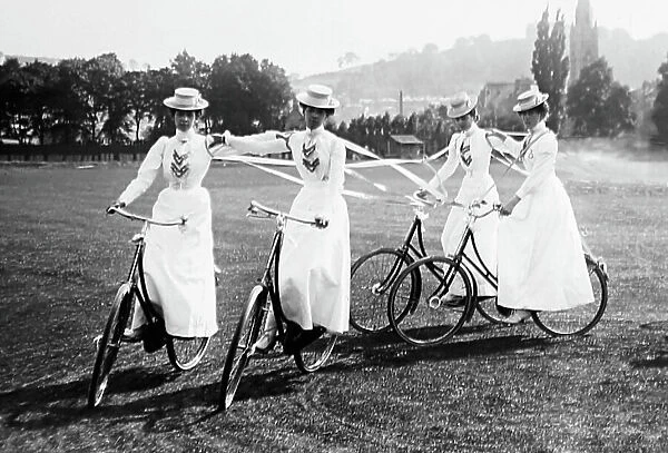 Ladies formation cycling display team, early 1900s