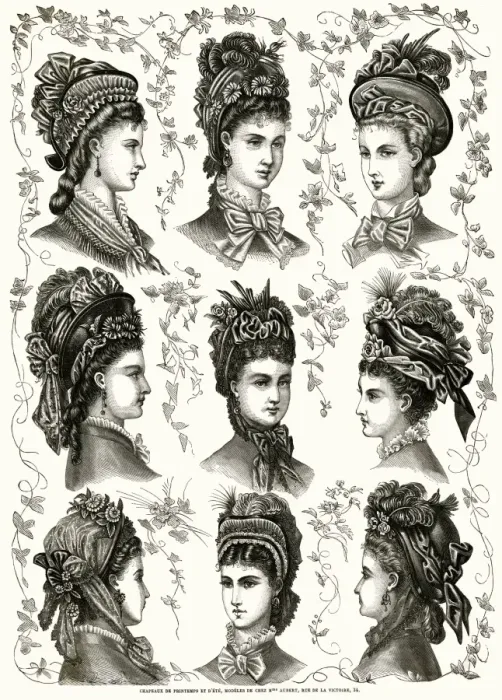 Framed Print : Ladies hats 1875 Framed Print : Ladies hats 1875