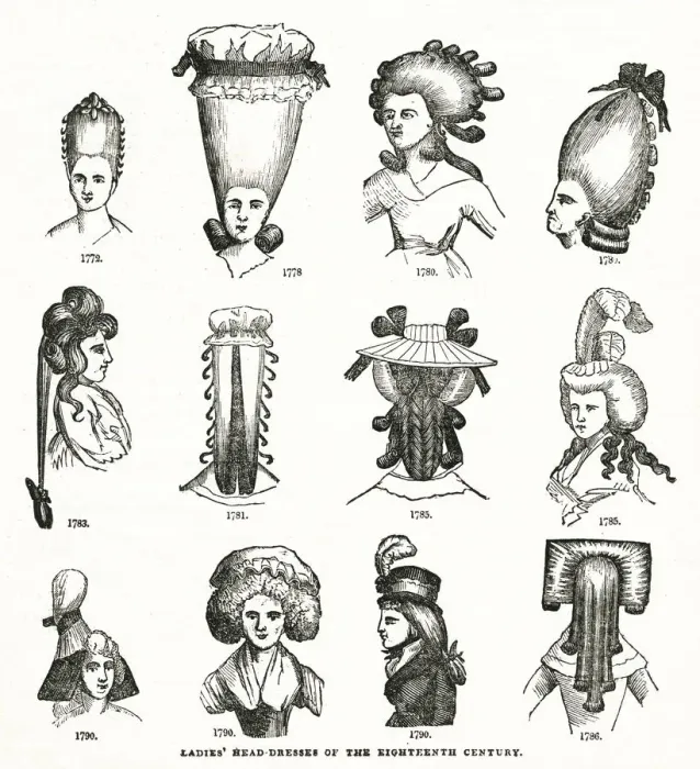 Framed Print : Ladies head-dresses, 18th century Framed Print : Ladies head-dresses, 18th century