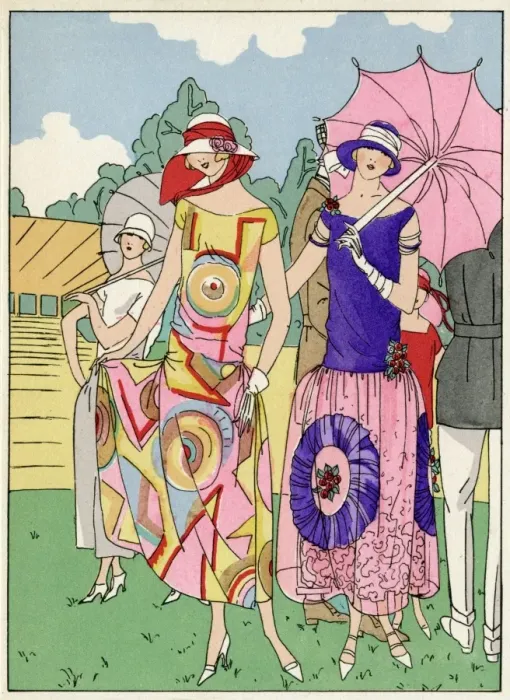 Framed Print : Two ladies in outfits by Drecoll and Madeleine et Madeleine Framed Print : Two ladies in outfits by Drecoll and Madeleine et Madeleine