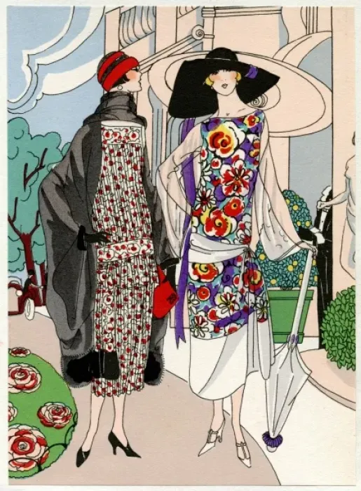 Framed Print : Two ladies in outfits by Drecoll and Madeleine et Madeleine Framed Print : Two ladies in outfits by Drecoll and Madeleine et Madeleine