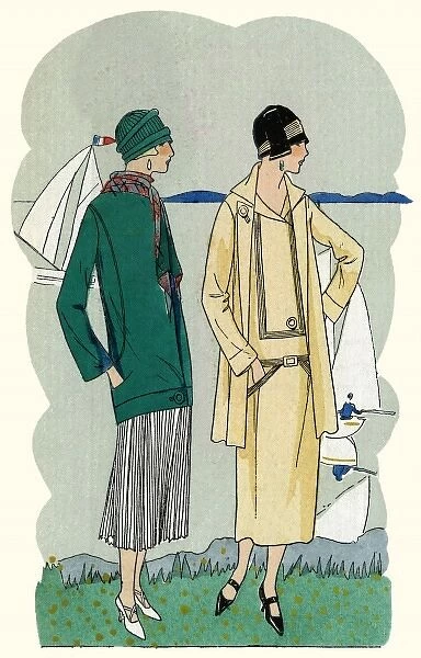 Two ladies in outfits by Drecoll and Molyneux