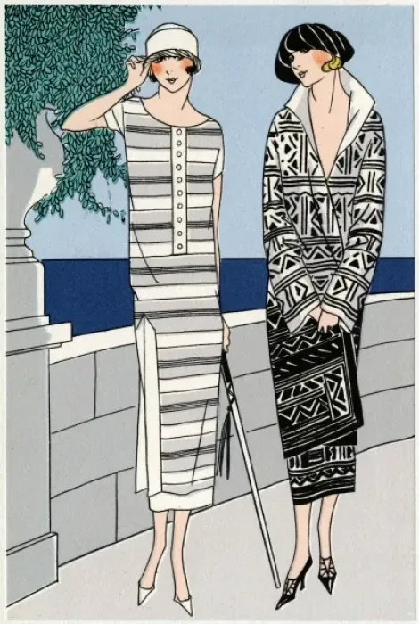 Framed Print : Two ladies in outfits by Jean Patou and Drecoll Framed Print : Two ladies in outfits by Jean Patou and Drecoll