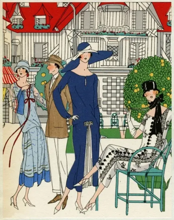 Framed Print : Three ladies in outfits by Jeanne Lanvin Framed Print : Three ladies in outfits by Jeanne Lanvin