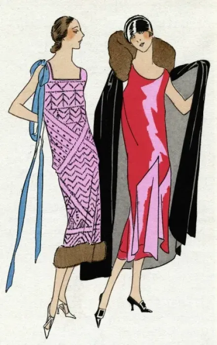 Framed Print : Two ladies in outfits by Jeanne Lanvin and Jean Patou Framed Print : Two ladies in outfits by Jeanne Lanvin and Jean Patou