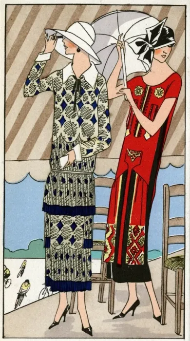 Framed Print : Two ladies in outfits by Lucien Lelong and Jean Patou Framed Print : Two ladies in outfits by Lucien Lelong and Jean Patou