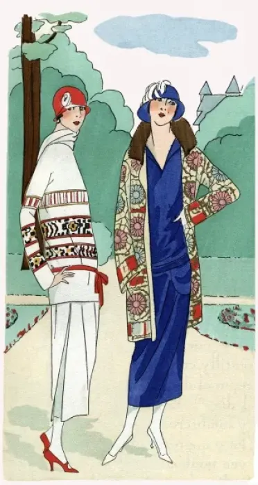 Framed Print : Two ladies in outfits by Madeleine et Madeleine Framed Print : Two ladies in outfits by Madeleine et Madeleine