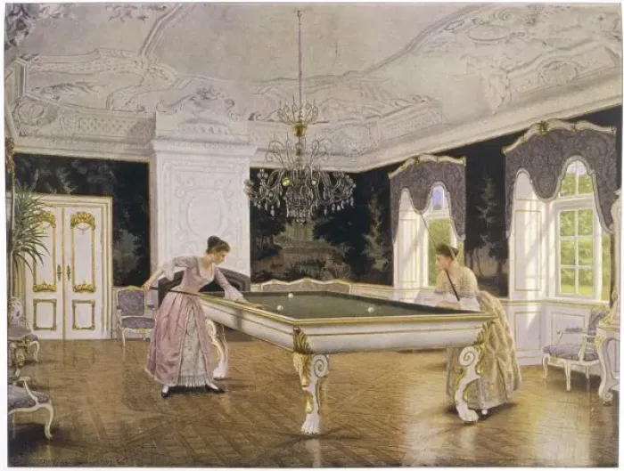 Framed Print : Ladies Playing Billiards Framed Print : Ladies Playing Billiards