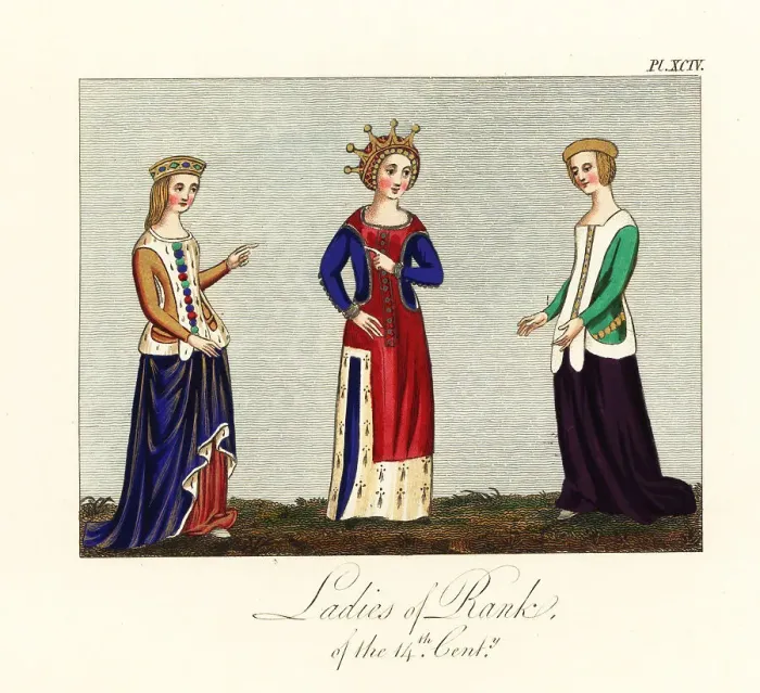 Framed Print : Ladies of rank of the 14th century Framed Print : Ladies of rank of the 14th century