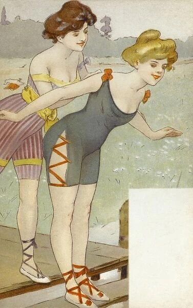 Two ladies in saucy swimwear