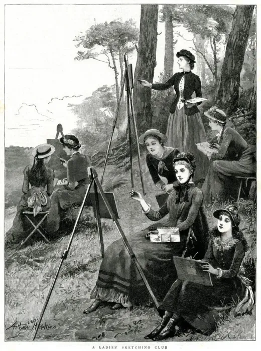 Framed Print : Ladies sketching club 1885 Framed Print : Ladies sketching club 1885