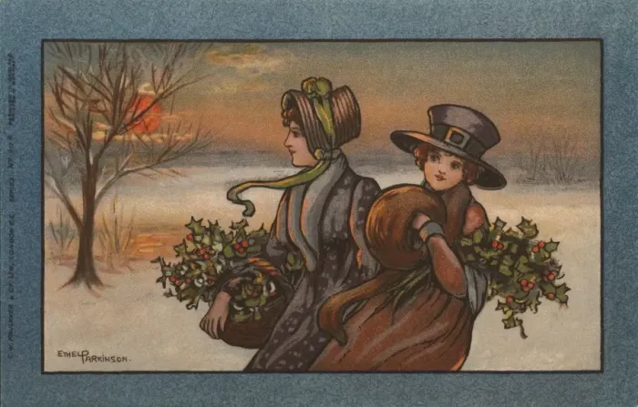 Framed Print : Two ladies in a snowy landscape Framed Print : Two ladies in a snowy landscape